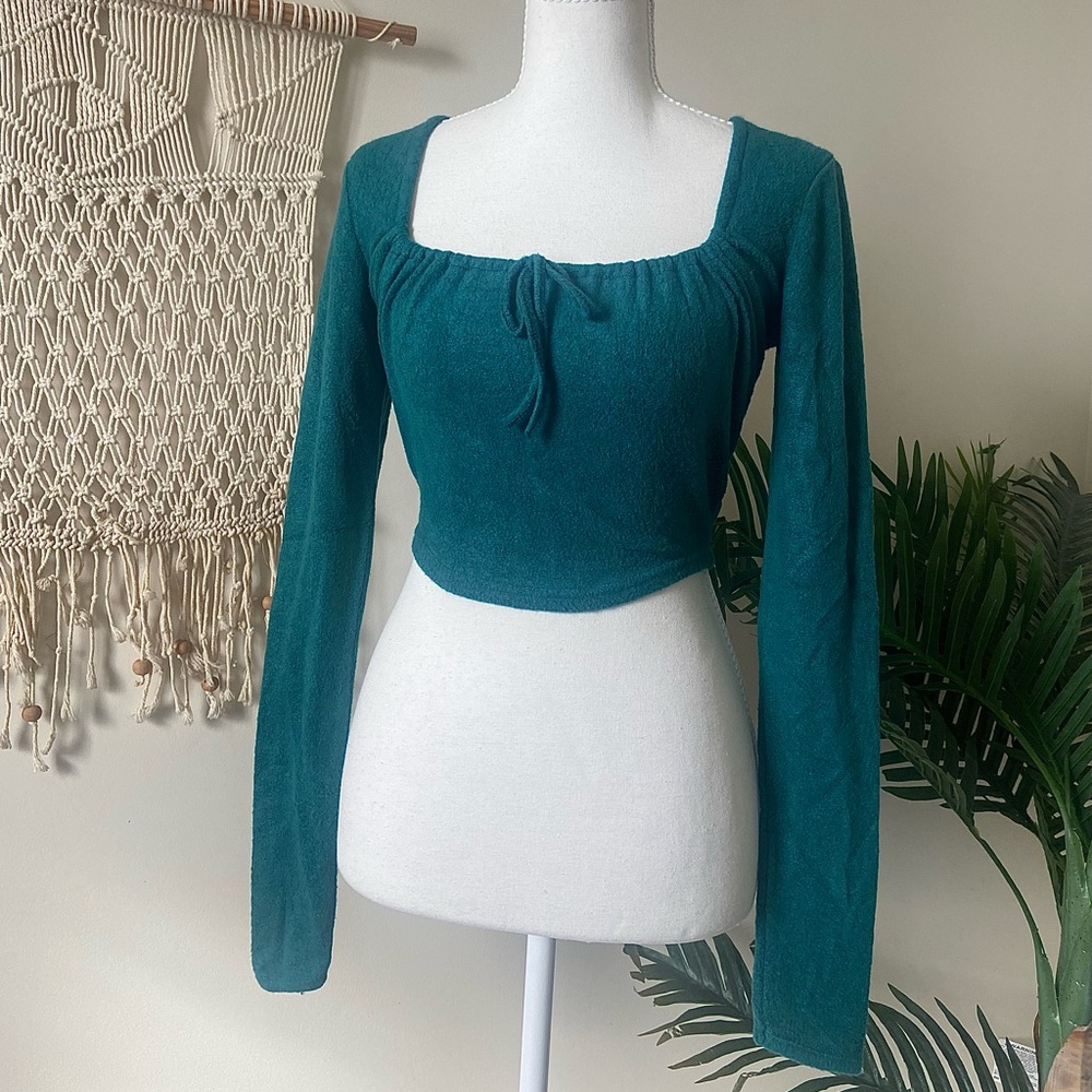 NWT Urban Outfitters Out from Under Green Jasper Long Sleeve Crop Top